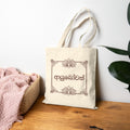 Ayubowan Lotus Canvas Tote Bag | Sinhala Script Gift