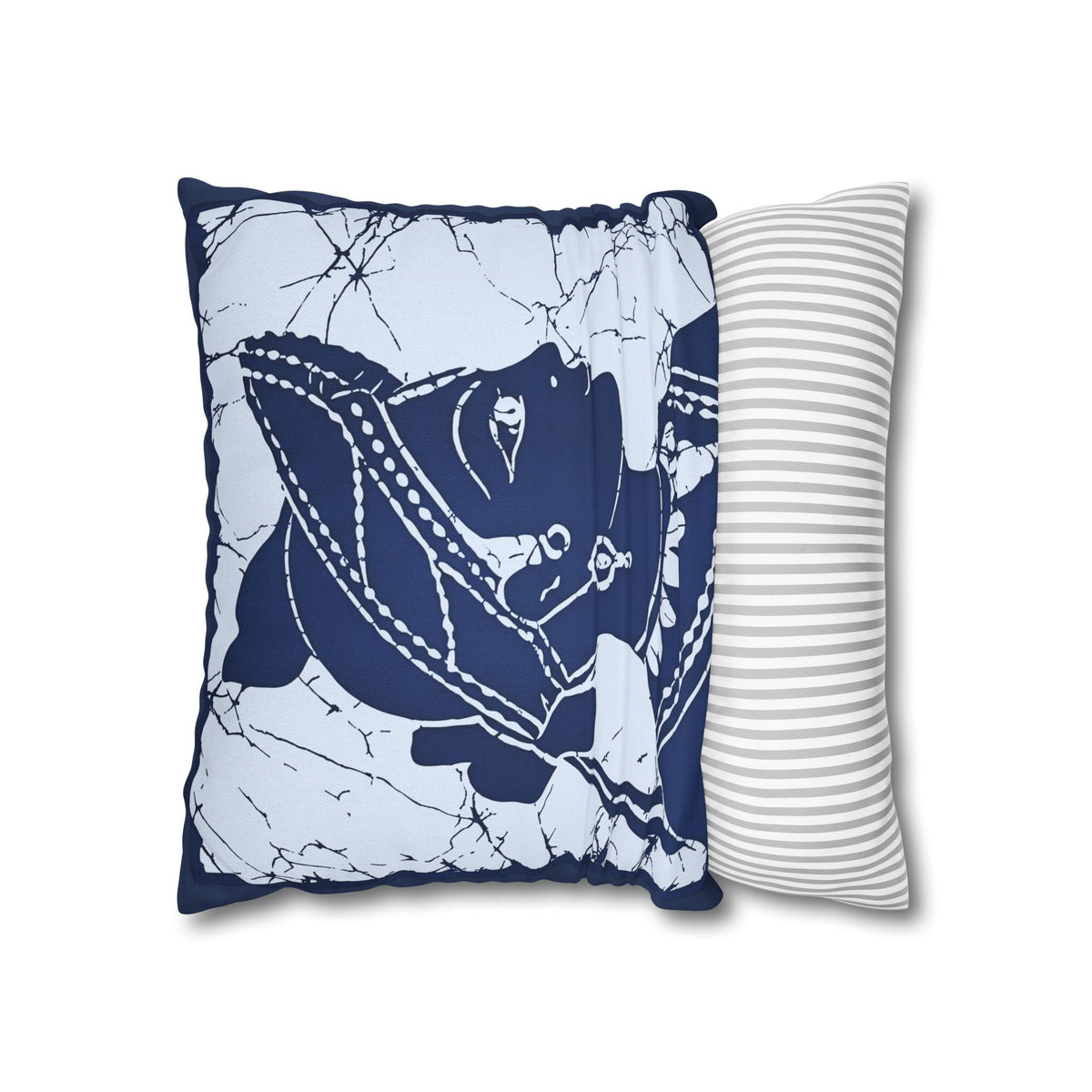 Sigiriya Apsara Batik Cushion Cover Navy Blue Sri Lankan Heritage Throw Pillow