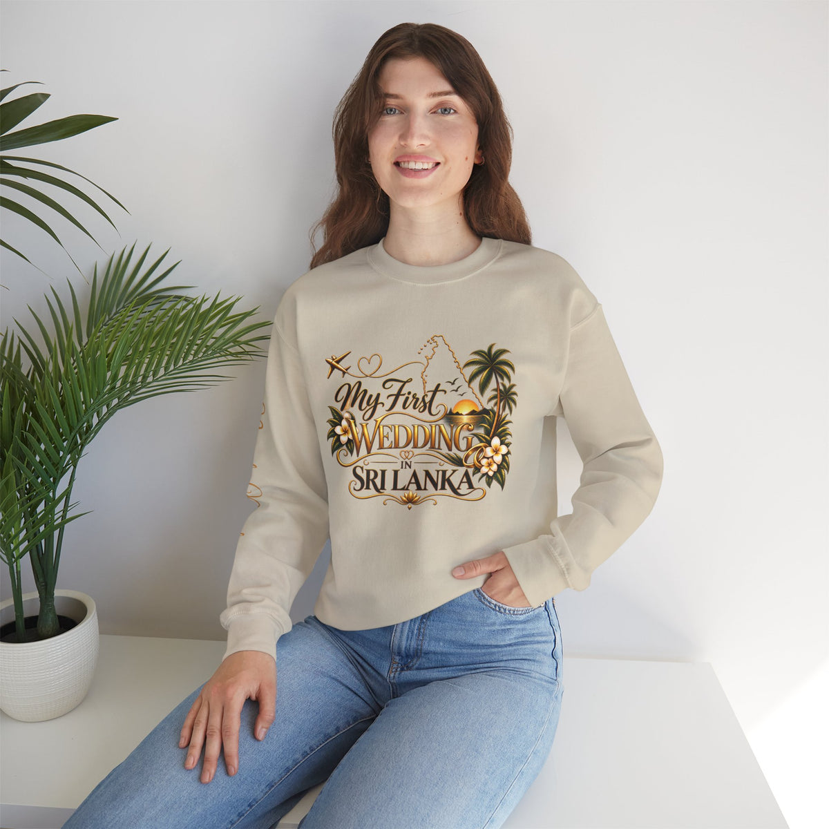 Personalized Sri Lanka Wedding Sweatshirt | Name on Right Sleeve