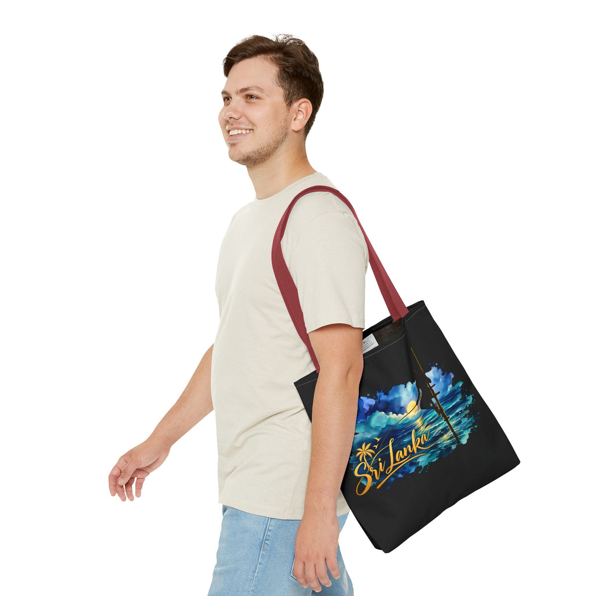 Sri Lanka Stilt Fisherman Tote Bag Island Dusk Beach Bag