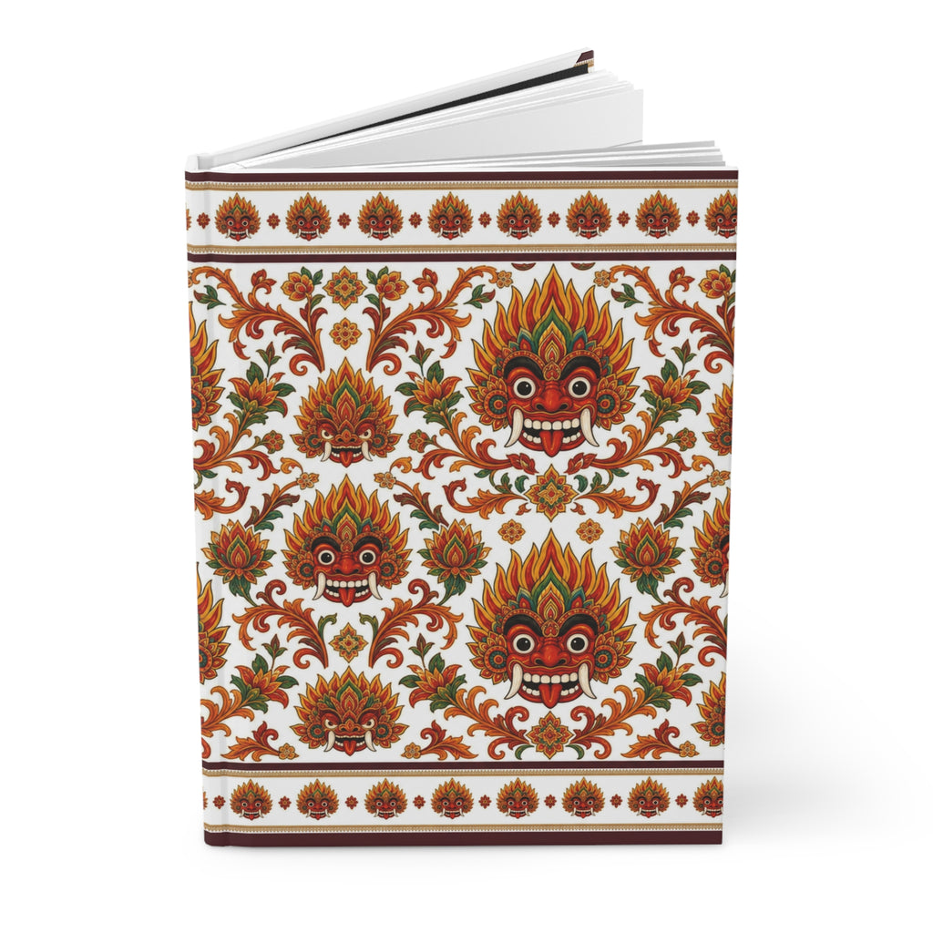 Raksha Mask Hardcover Journal  Sri Lankan Devil Dance Floral Pattern | Ceylon Culture Vibes