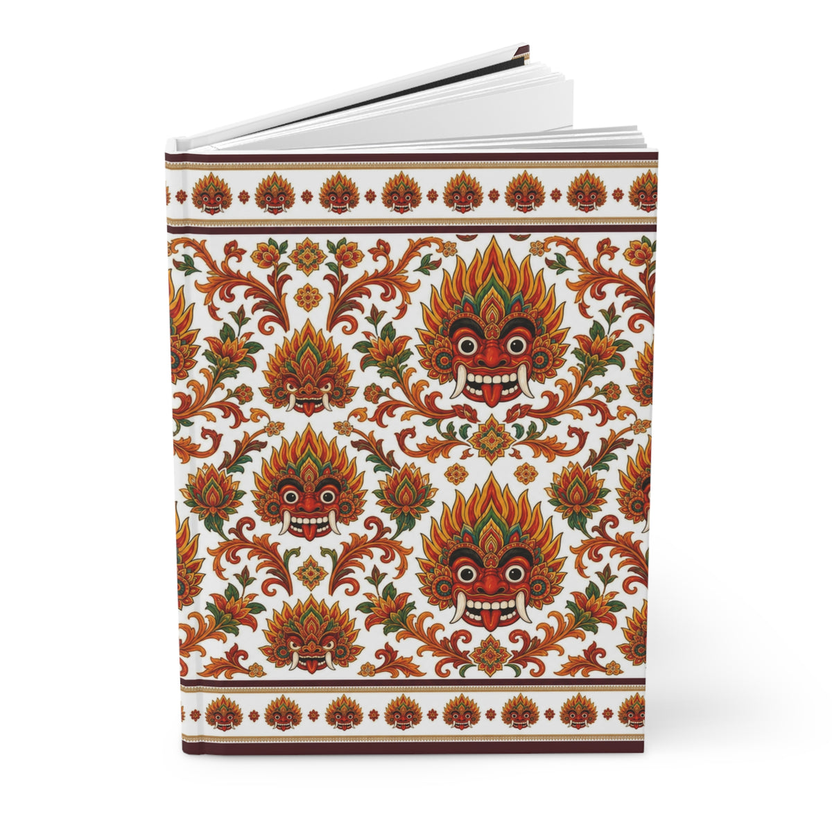 Raksha Mask Hardcover Journal  Sri Lankan Devil Dance Floral Pattern | Ceylon Culture Vibes
