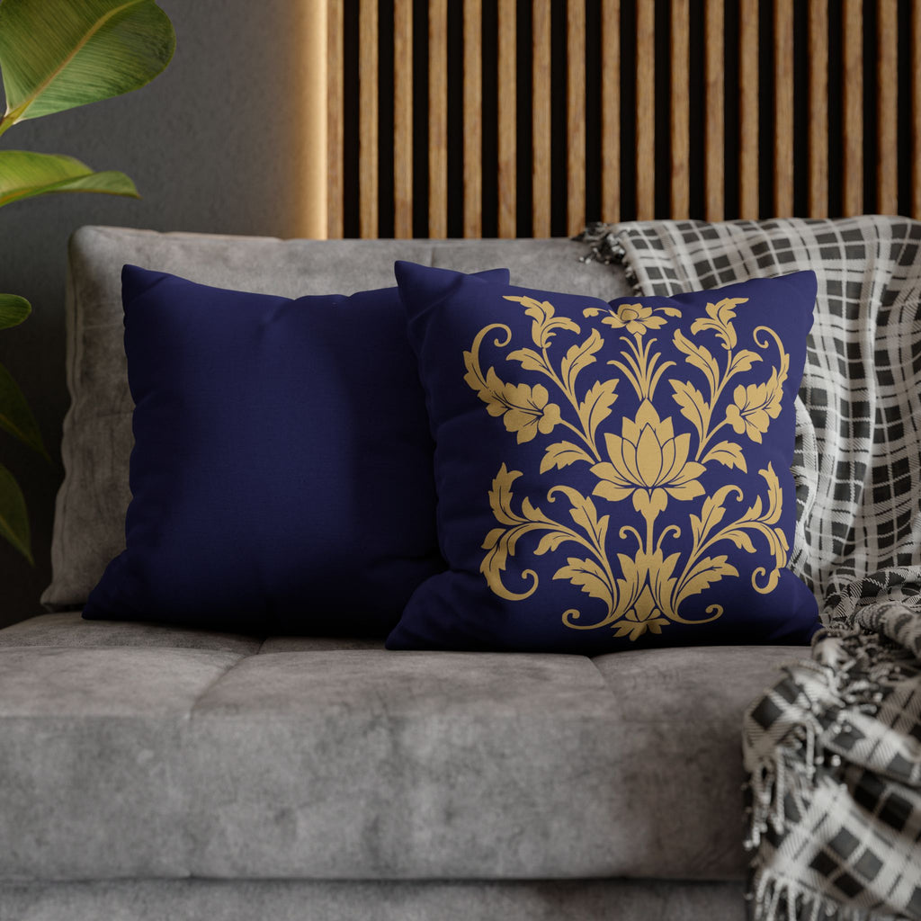 Kandyan Heritage Cushion Cover – Navy & Gold Floral Pillowcase
