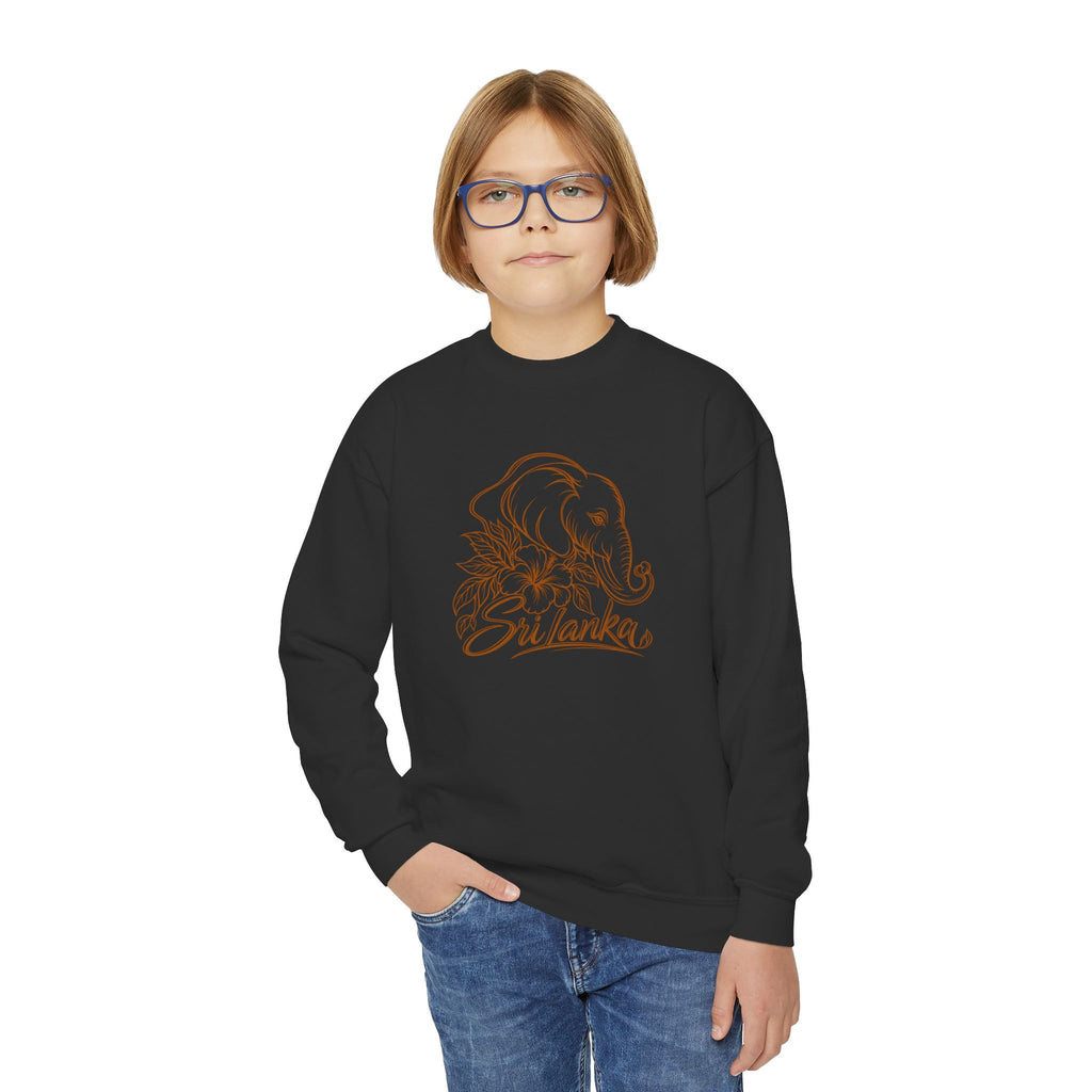Sri Lankan Elephant Kids’ Sweatshirt | Floral Crewneck