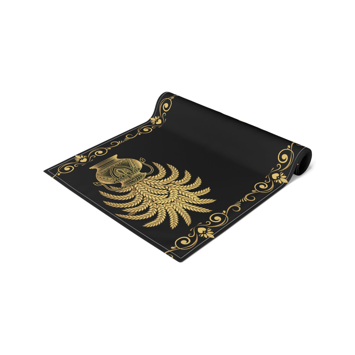 Punkalasa Table Runner Sri Lankan Gold Blessing Black Baroque Dining Table Linen