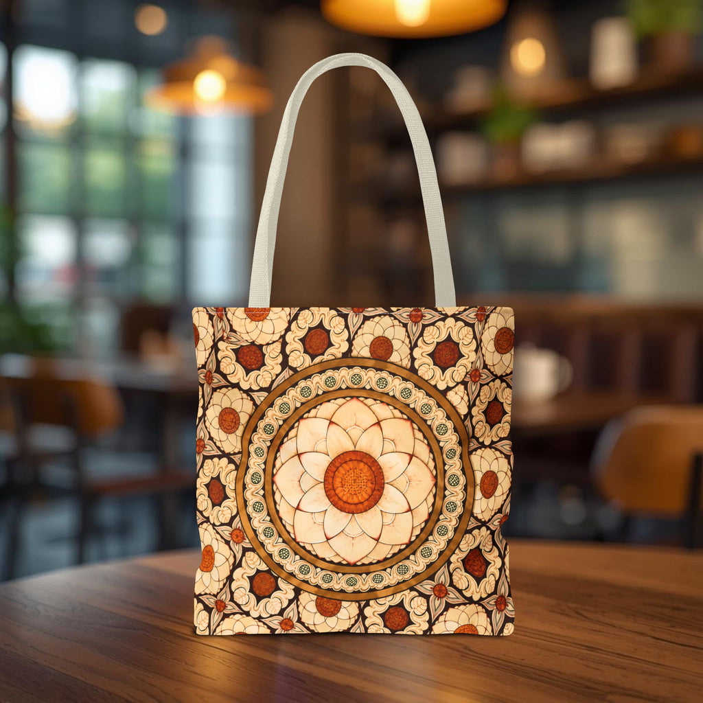 Sri Lankan Floral Mandala Tote Bag Cream & Terracotta