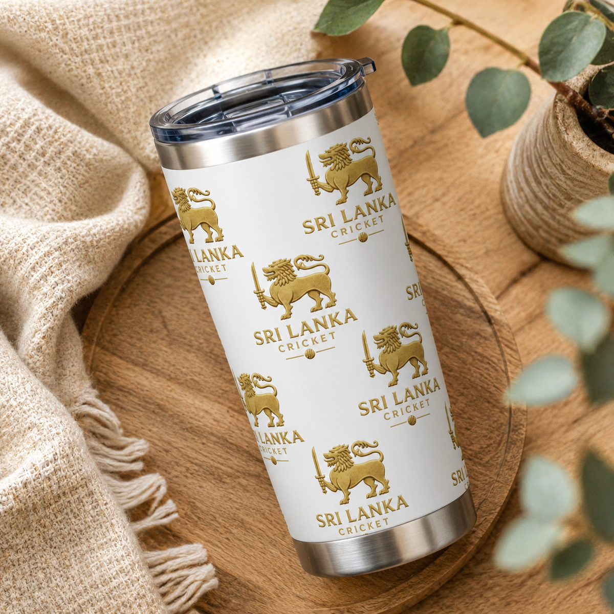 Sri Lanka Cricket Gift | Lion Crest 20 oz Travel Tumbler