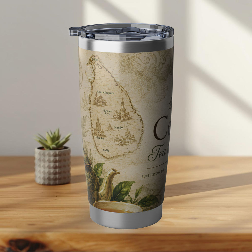 Ceylon Tea Collection Tumbler | Vintage Tea Label 20oz Travel Cup