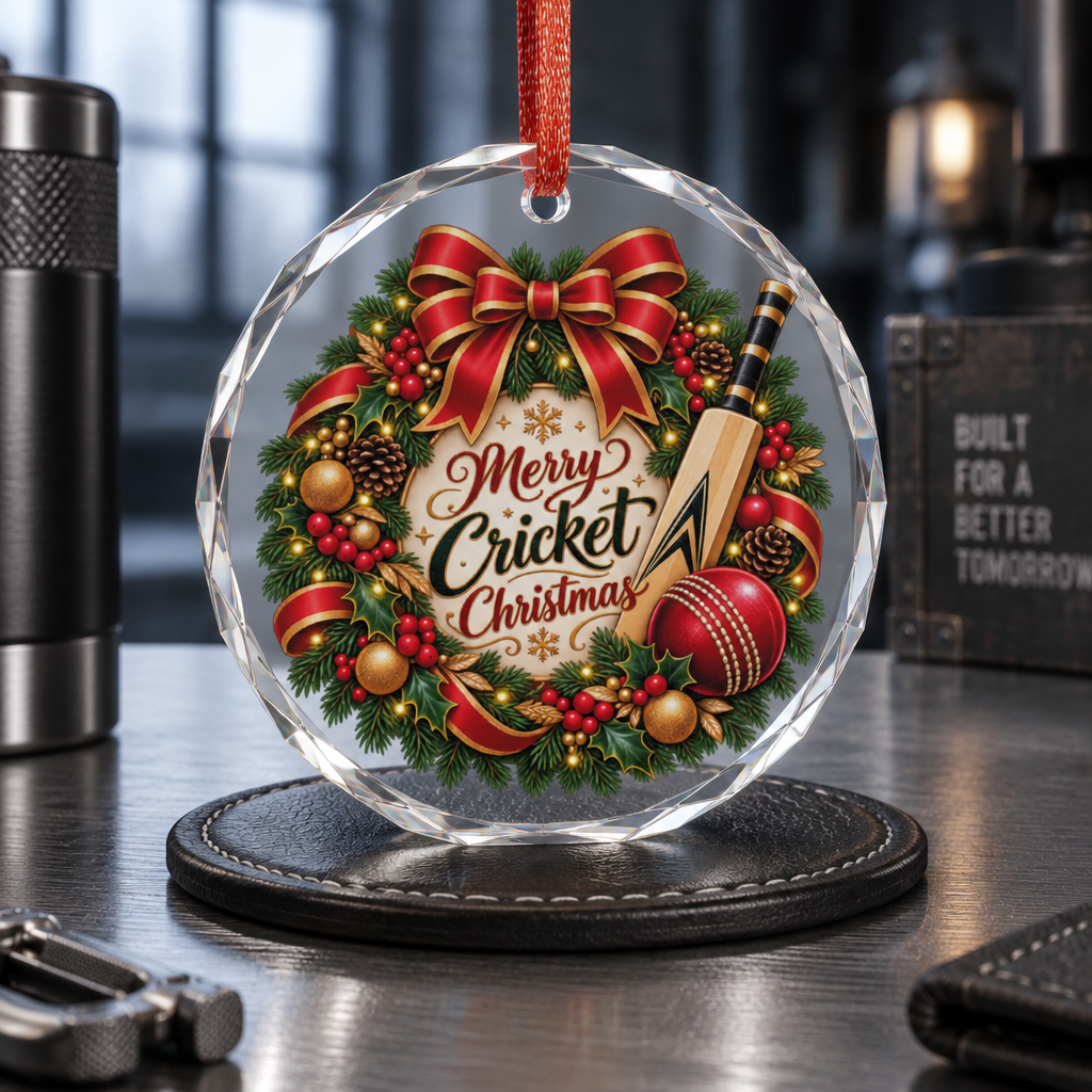 Merry Cricket Christmas Glass Ornament | Cricket Fan Gift