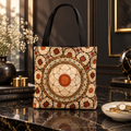 Sri Lankan Floral Mandala Tote Bag Cream & Terracotta