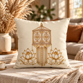 Lotus & Lantern Cushion Cover – Sri Lankan Gift Pillowcase