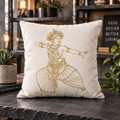 Sri Lankan Dancer Cushion Cover Gold Line Art Pillowcase