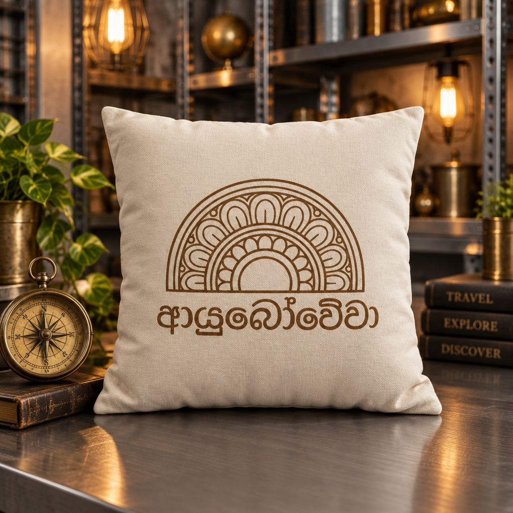 Ayubowewa Sinhala Cushion Cover | Sri Lankan Home Gift