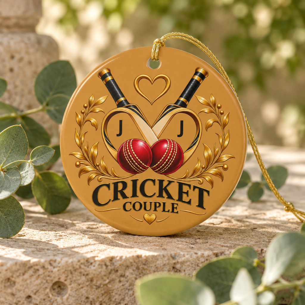 Personalized Cricket Couple Ornament – Couple’s Initials