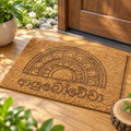 Ayubowewa Coir Doormat | Sri Lankan Floral Mandala Welcome Mat