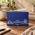 Sinhalese clutch bag | Sri Lanka script wristlet, blue zipper pouch