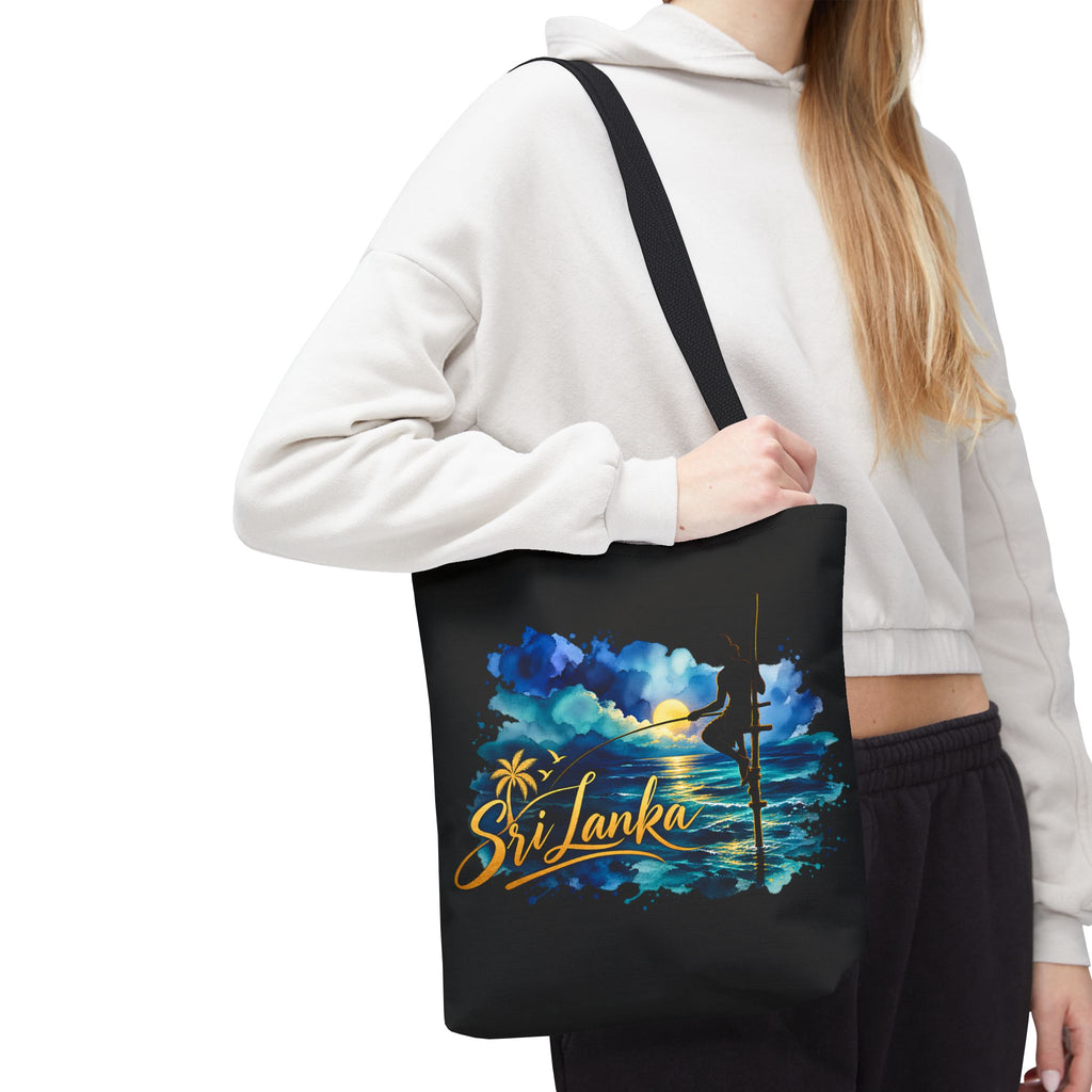 Sri Lanka Stilt Fisherman Tote Bag Island Dusk Beach Bag