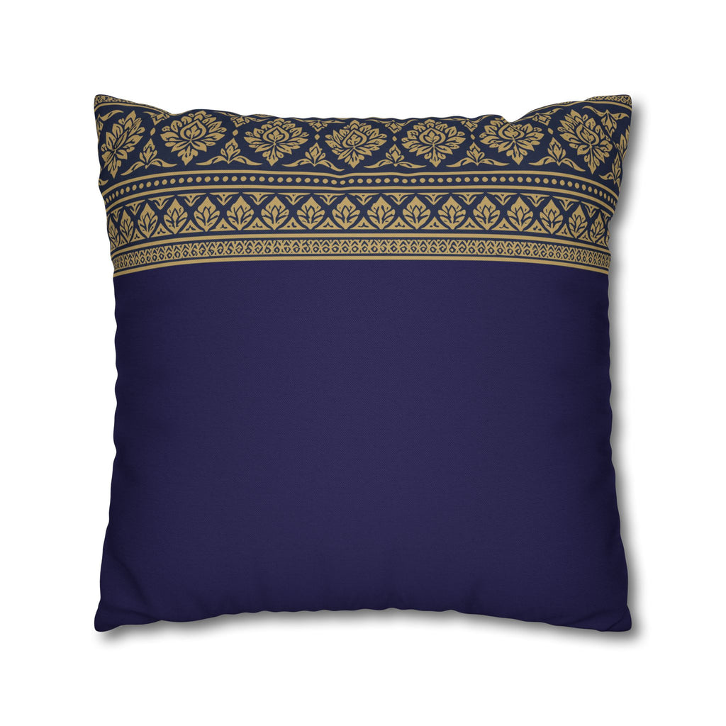 Navy & Gold Border Cushion Cover Sri Lankan Gift Pillowcase