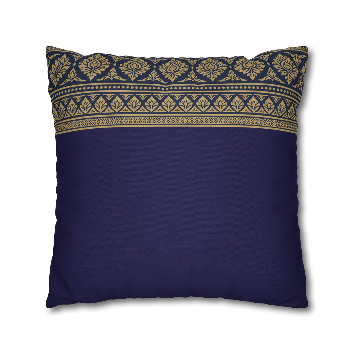 Navy & Gold Border Cushion Cover Sri Lankan Gift Pillowcase