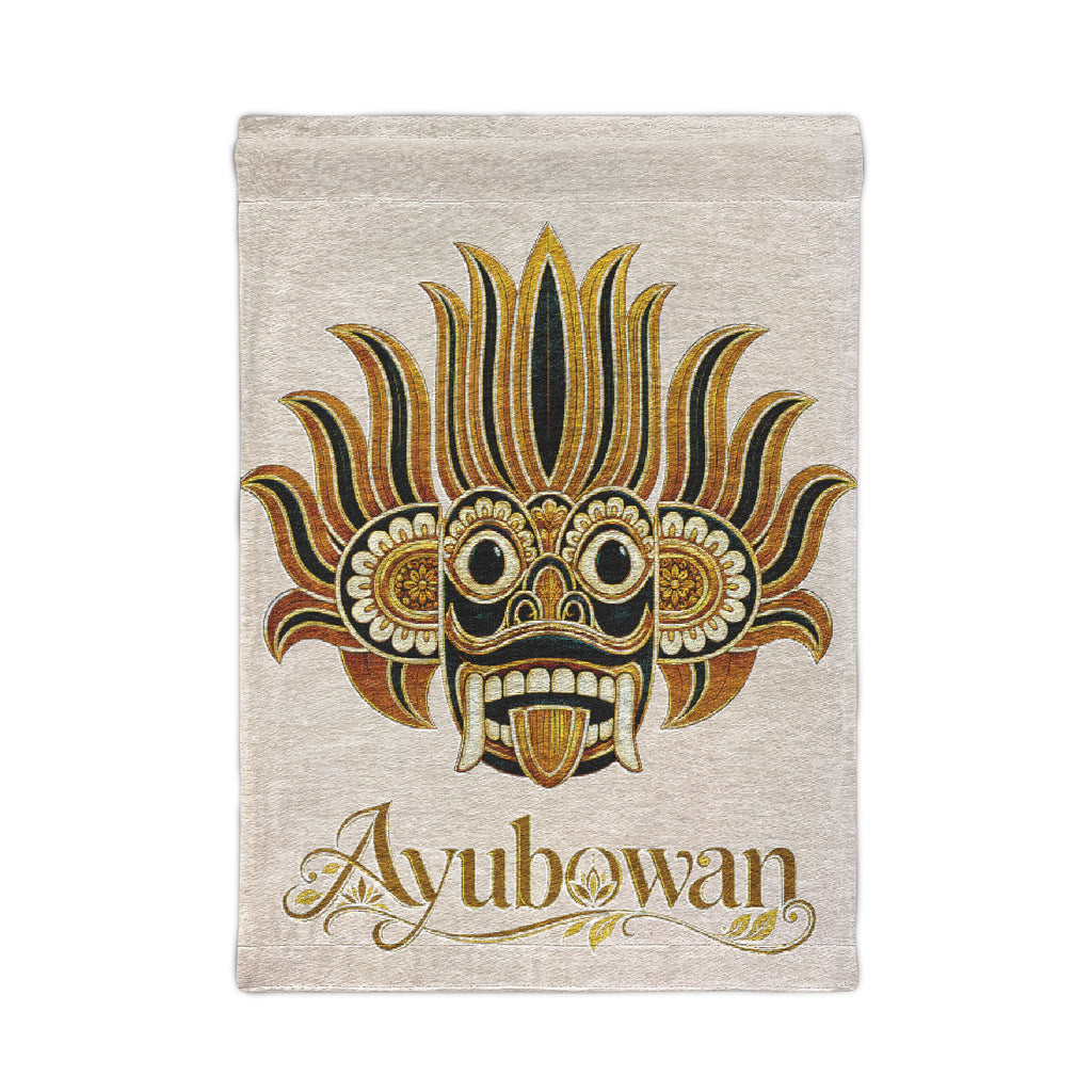 Ayubowan Raksha Mask Woven Wall Tapestry | Sri Lankan Gift