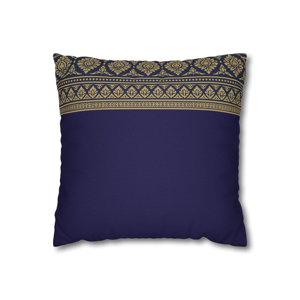 Navy & Gold Border Cushion Cover Sri Lankan Gift Pillowcase