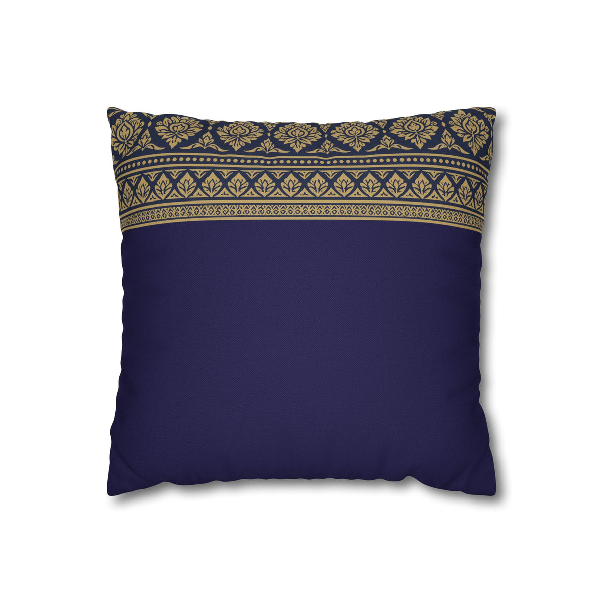 Navy & Gold Border Cushion Cover Sri Lankan Gift Pillowcase