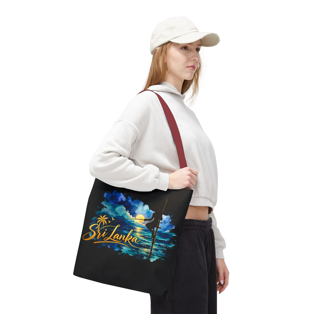 Sri Lanka Stilt Fisherman Tote Bag Island Dusk Beach Bag