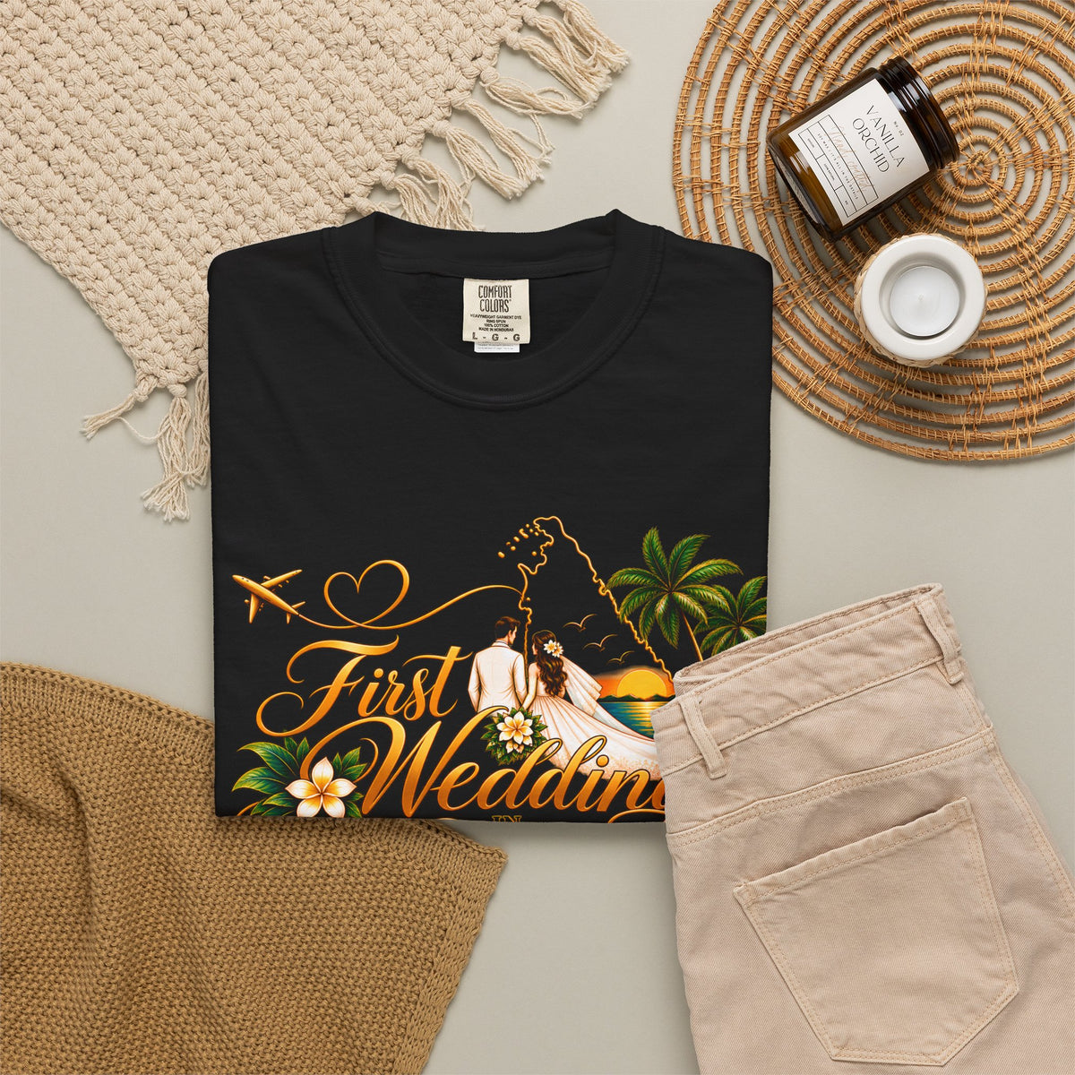 Sri Lanka Destination Wedding T-Shirt — "First Wedding Sri Lanka" Couple Tee (Roshini & Rohan 2026)