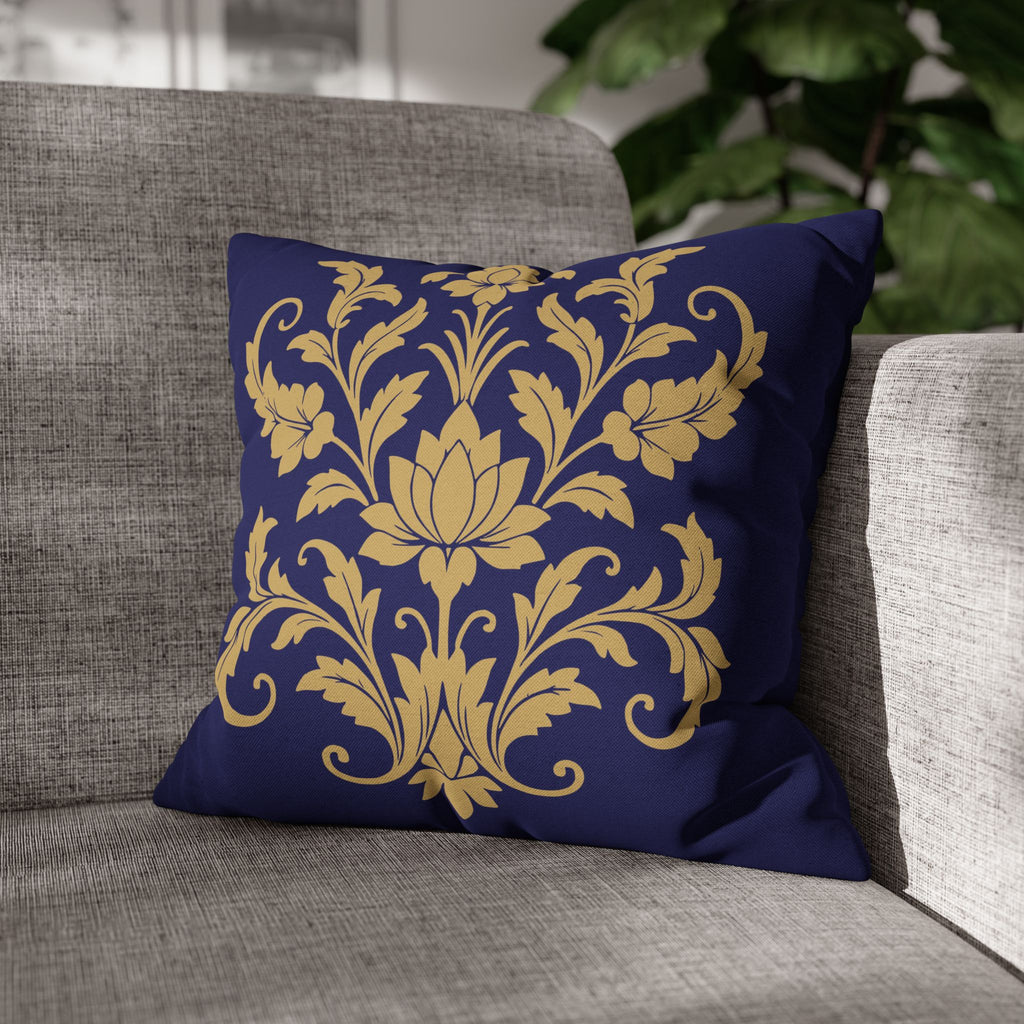 Kandyan Heritage Cushion Cover – Navy & Gold Floral Pillowcase