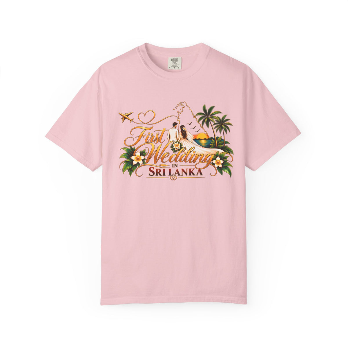 Sri Lanka Destination Wedding T-Shirt — "First Wedding Sri Lanka" Couple Tee (Roshini & Rohan 2026)