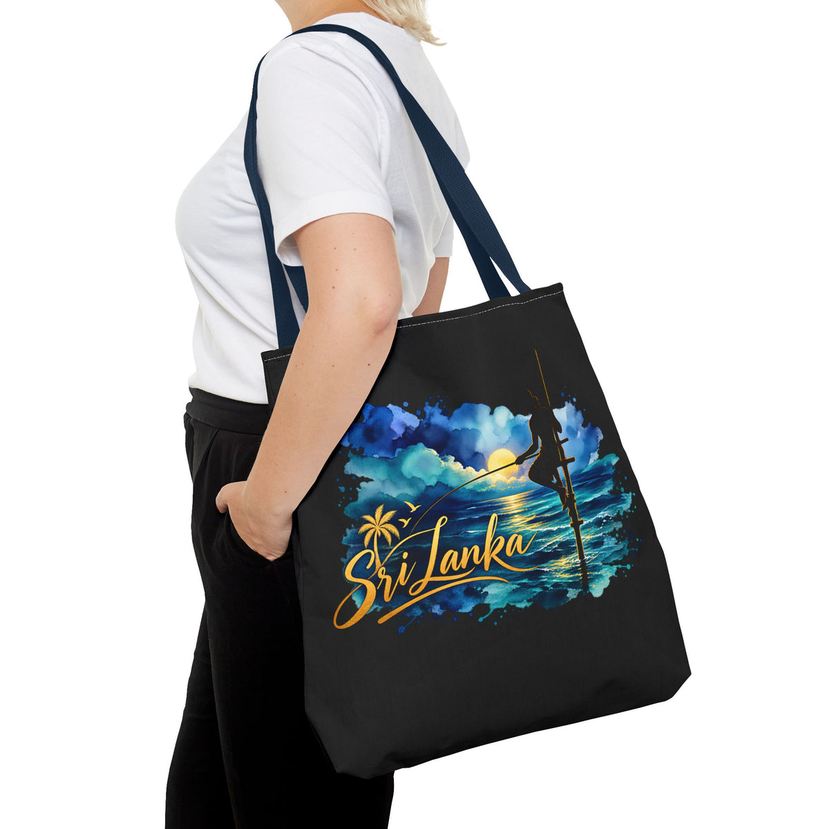 Sri Lanka Stilt Fisherman Tote Bag Island Dusk Beach Bag