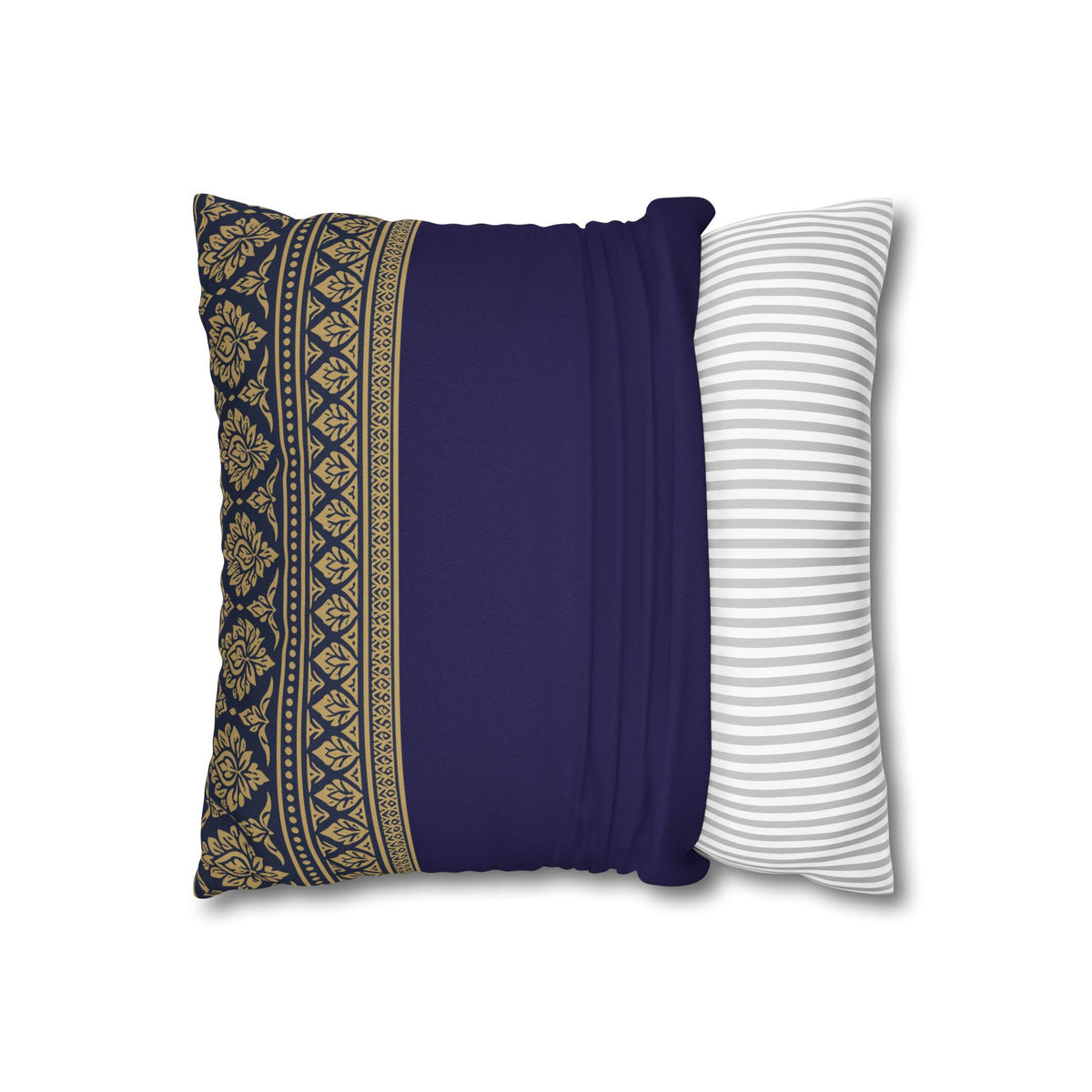 Navy & Gold Border Cushion Cover Sri Lankan Gift Pillowcase