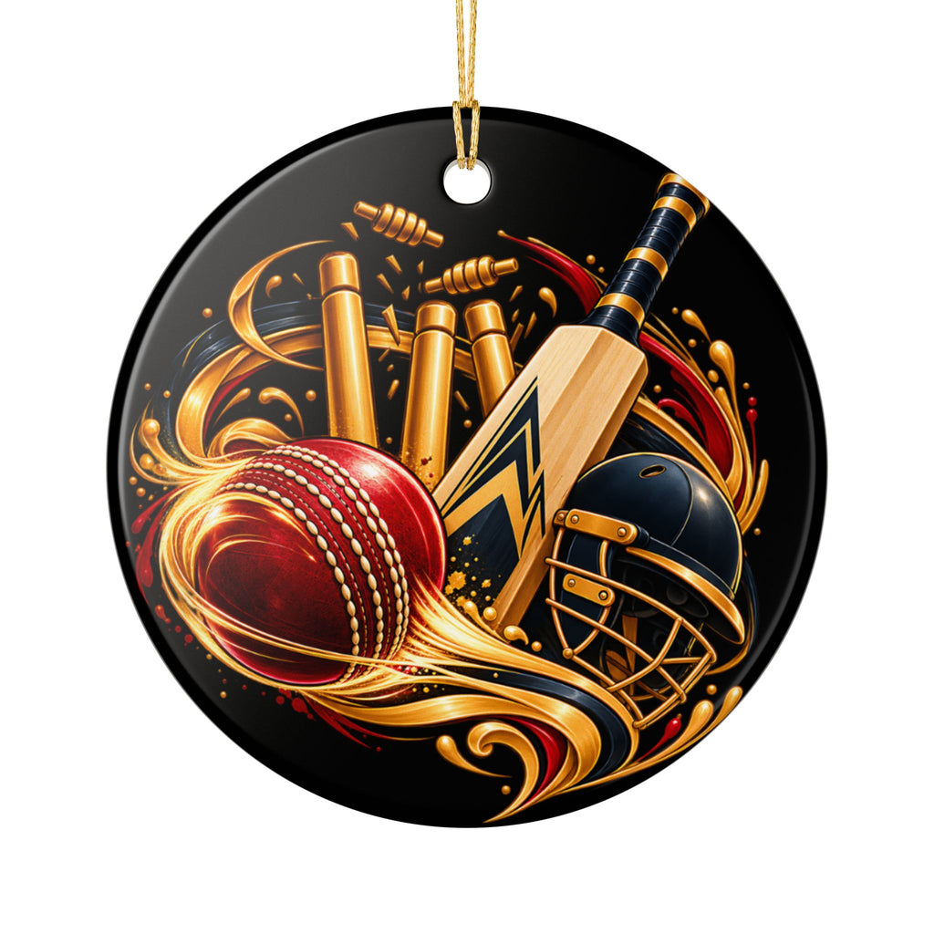 Cricket Heart Ornament  Ceramic Sports Decoration with Bat, Ball & Helmet