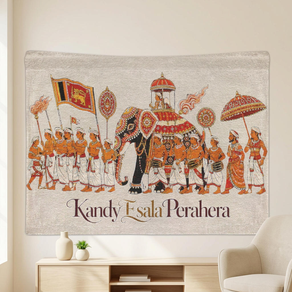 Kandy Esala Perahera Woven Wall Tapestry | Sri Lankan Gift