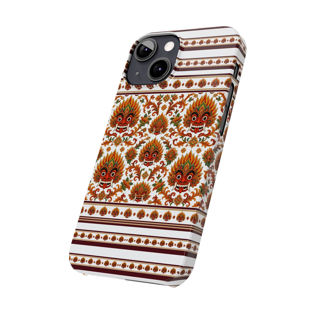 Sri Lankan Gift Slim Phone Case Raksha Floral Folk Mask Pattern