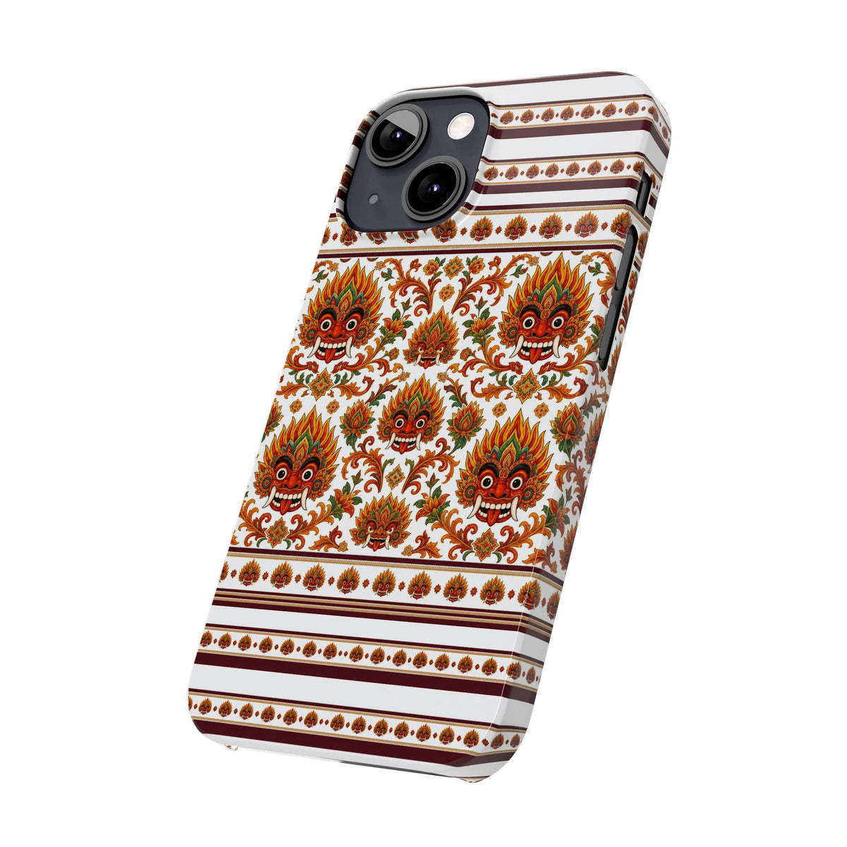 Sri Lankan Gift Slim Phone Case Raksha Floral Folk Mask Pattern