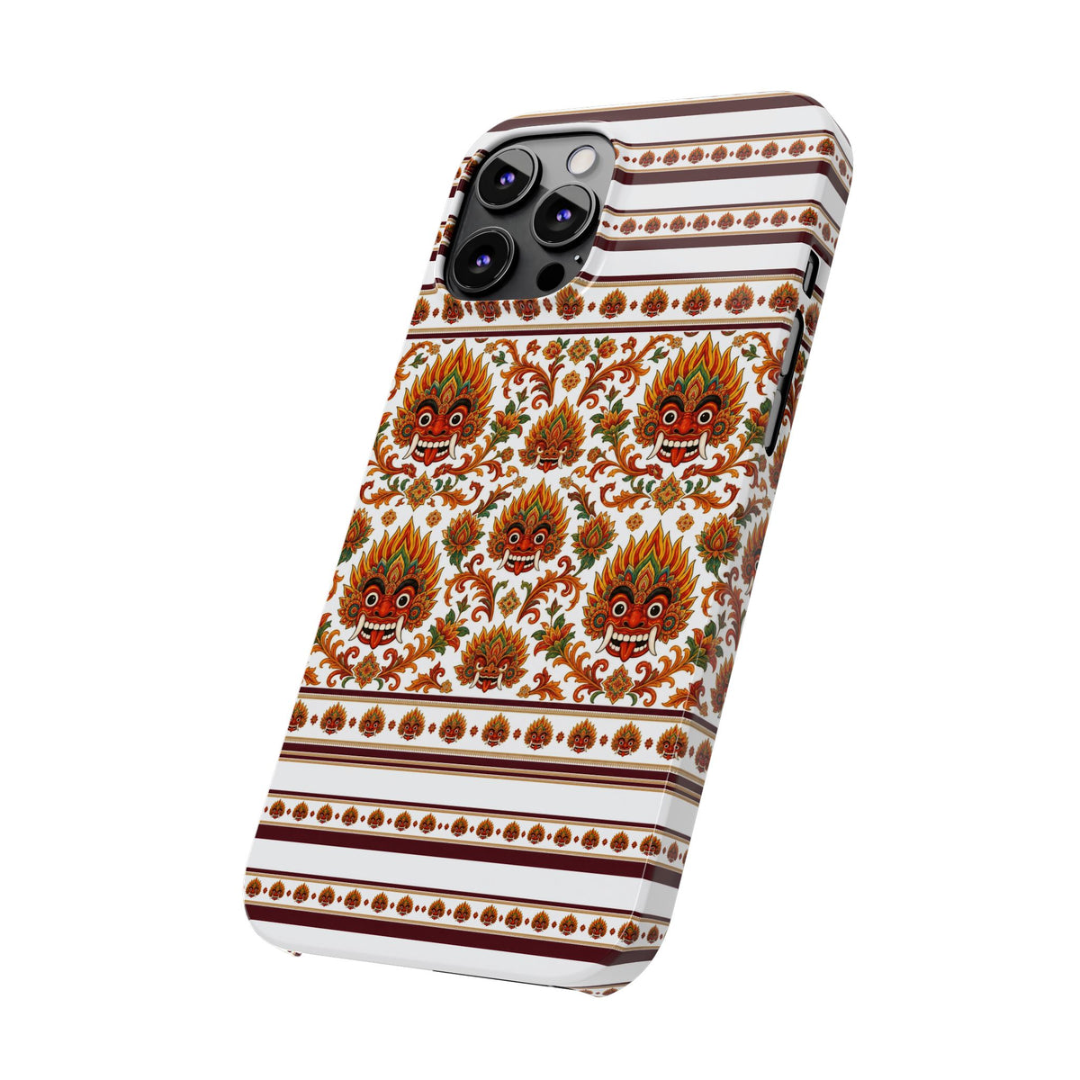Sri Lankan Gift Slim Phone Case Raksha Floral Folk Mask Pattern