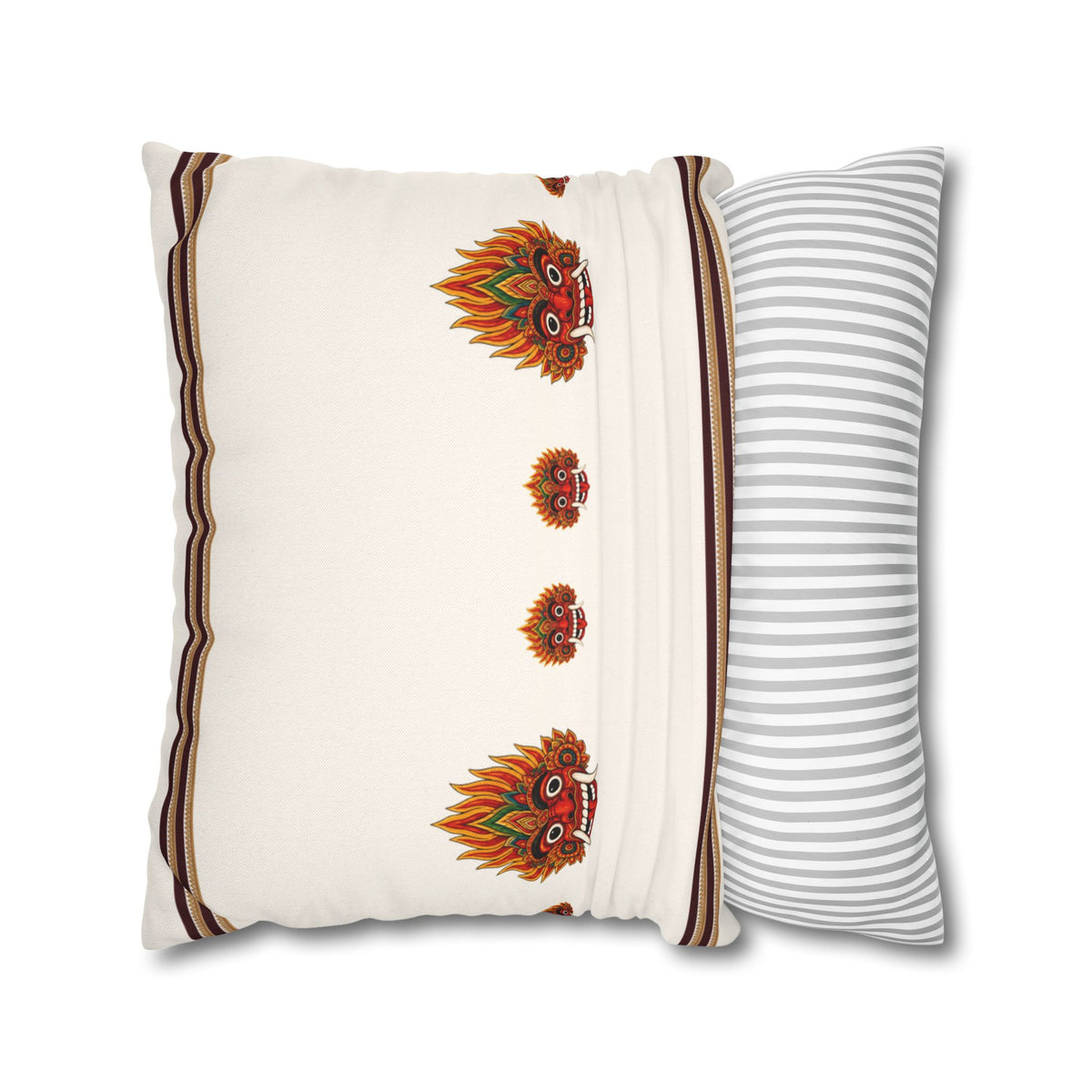 Raksha Mask Cushion Cover Sri Lankan Devil Dance Decorative Throw Pillow