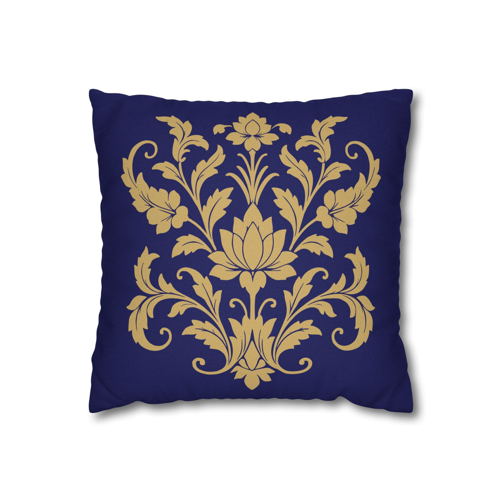 Kandyan Heritage Cushion Cover – Navy & Gold Floral Pillowcase