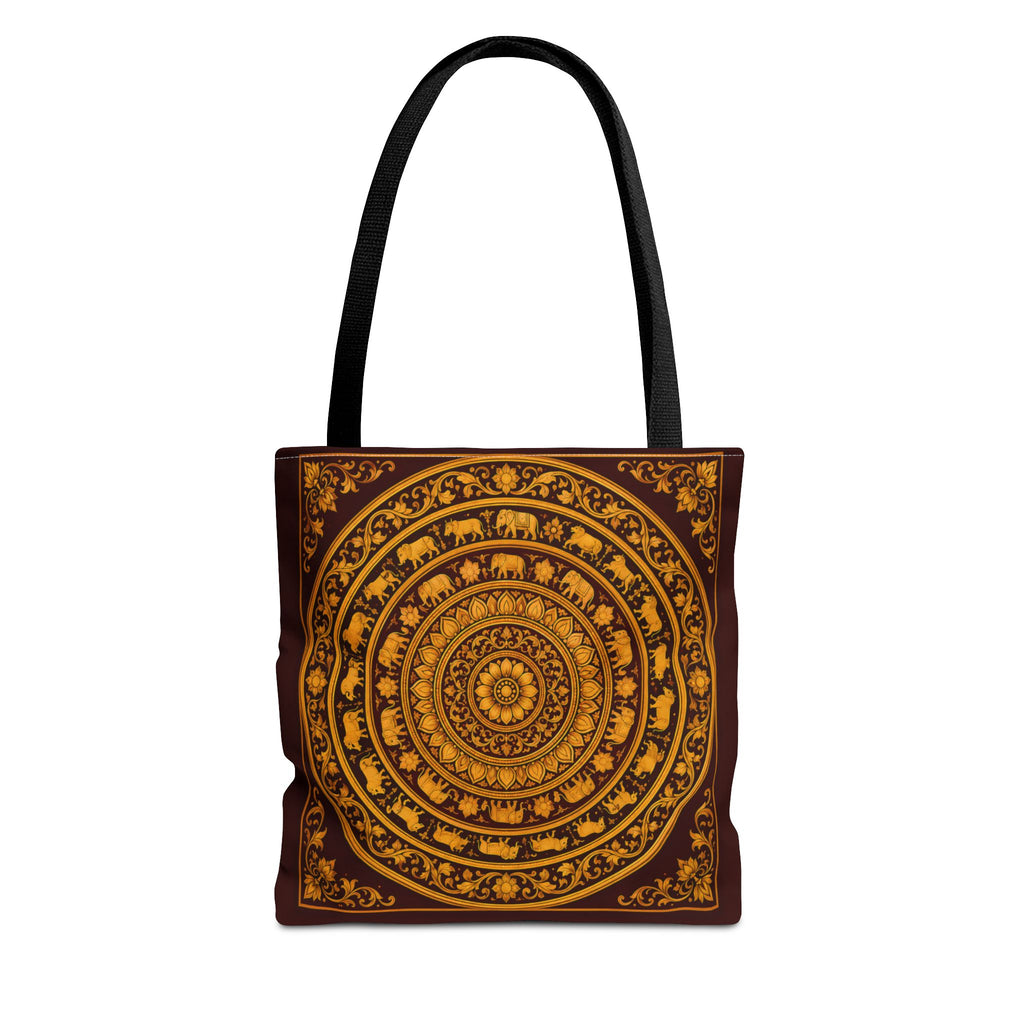 Sri Lankan Gift Tote Bag  Gold Elephant Mandala