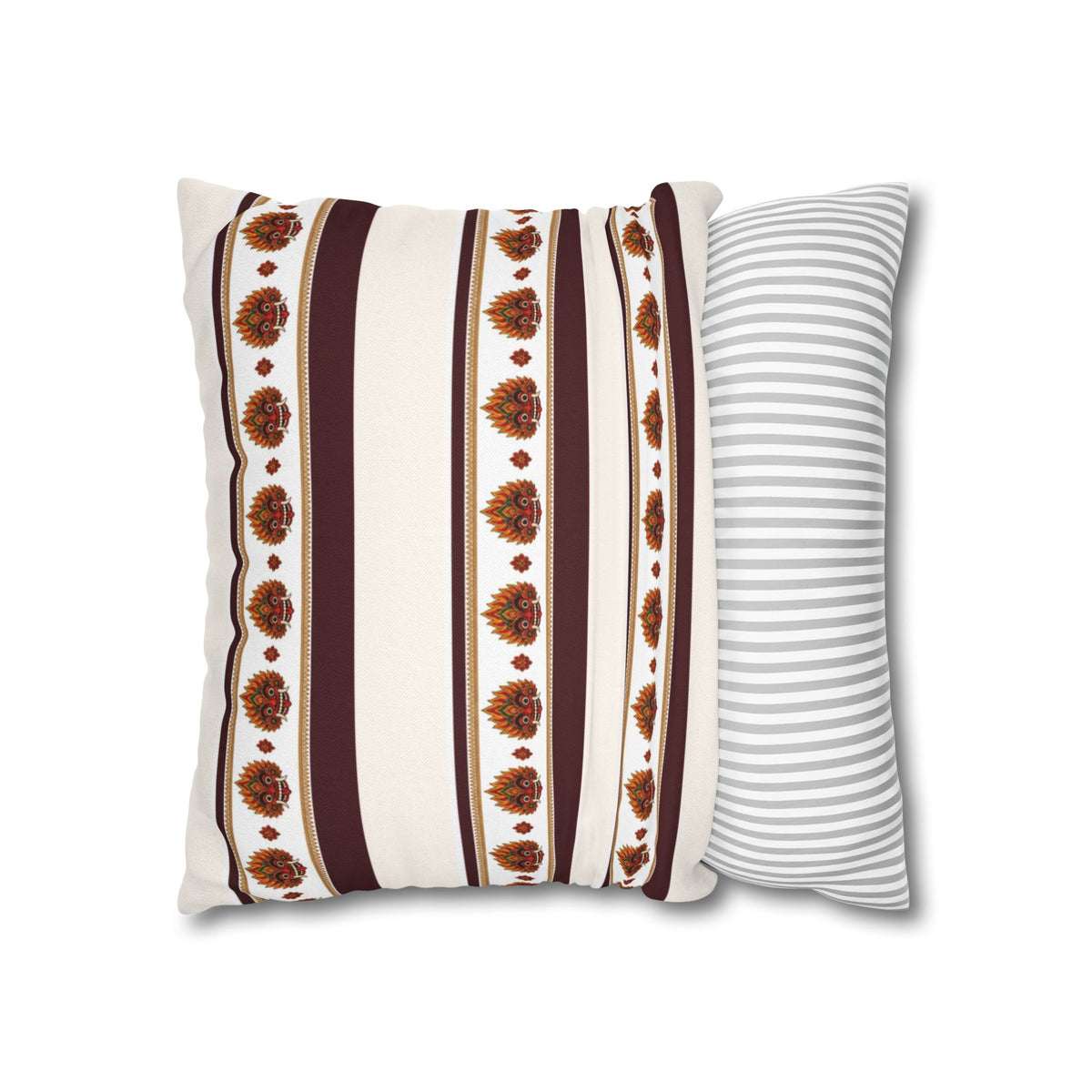 Raksha Stripe Cushion Cover Sri Lankan Devil Dance Repeat Pattern Throw Pillow