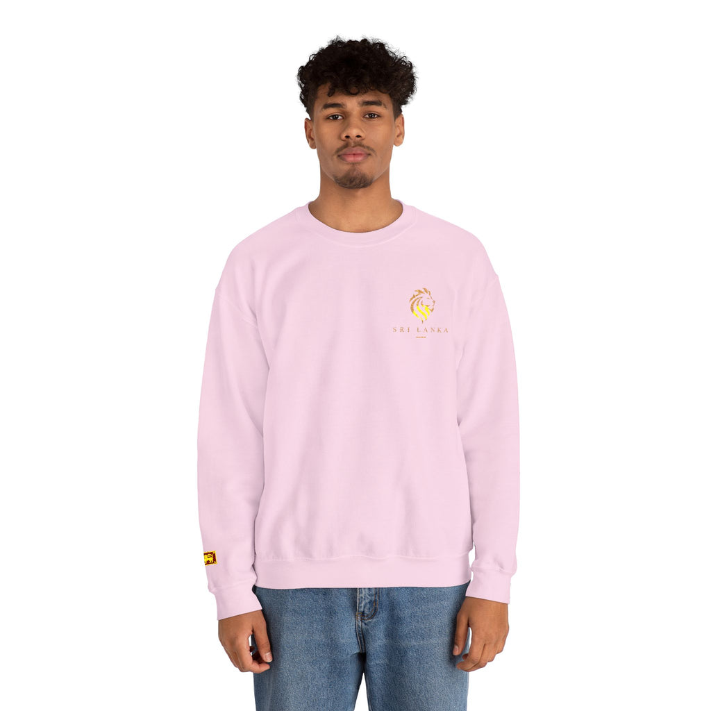 Embroideredlion face srilanka flag Minimal Palm Crest Sweatshirt — Small Tropical Logo Crewneck