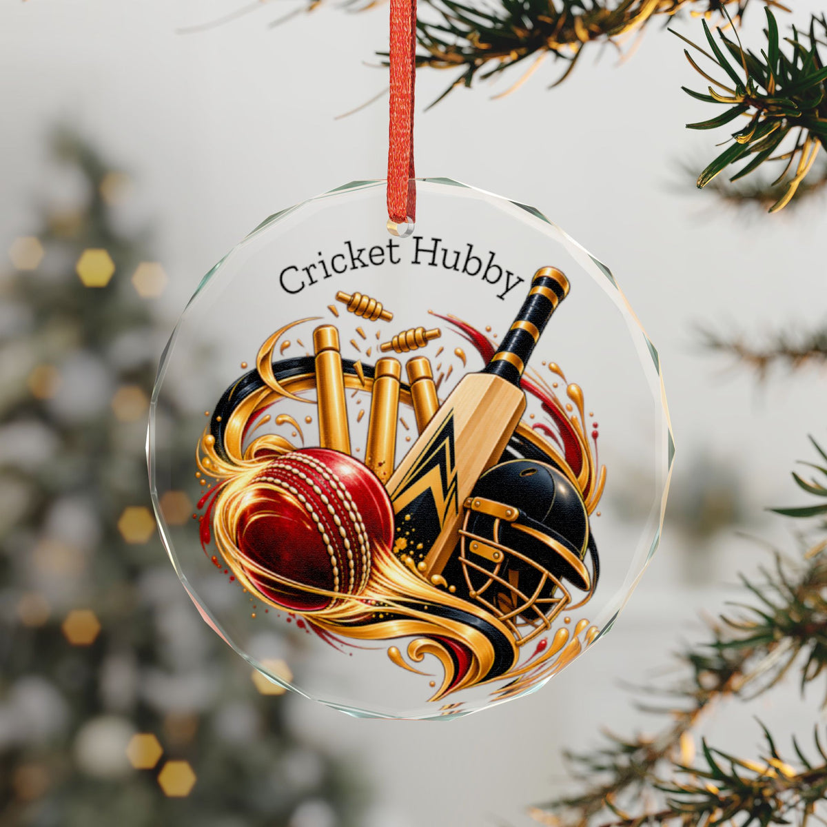 Cricket Christmas Glass Ornament | Sri Lankan Cricket Fan Gift