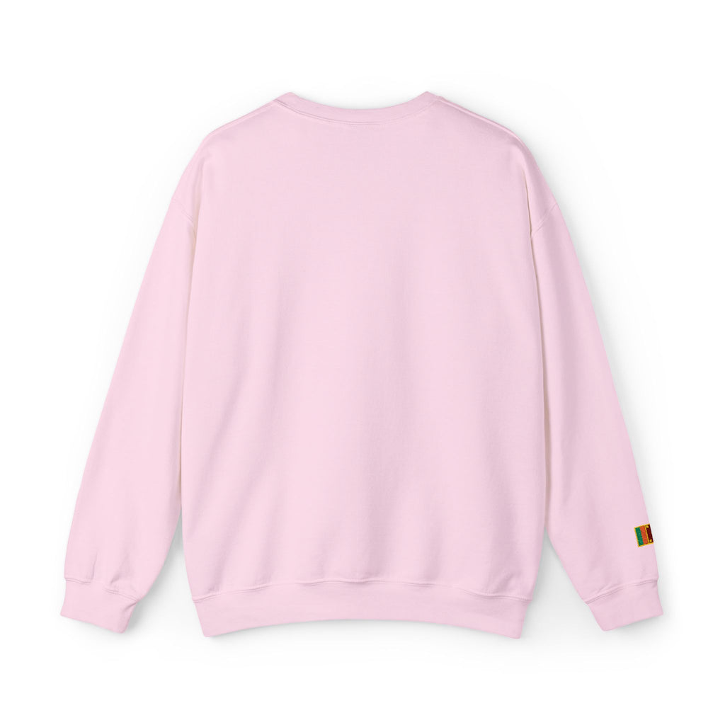 Embroideredlion face srilanka flag Minimal Palm Crest Sweatshirt — Small Tropical Logo Crewneck