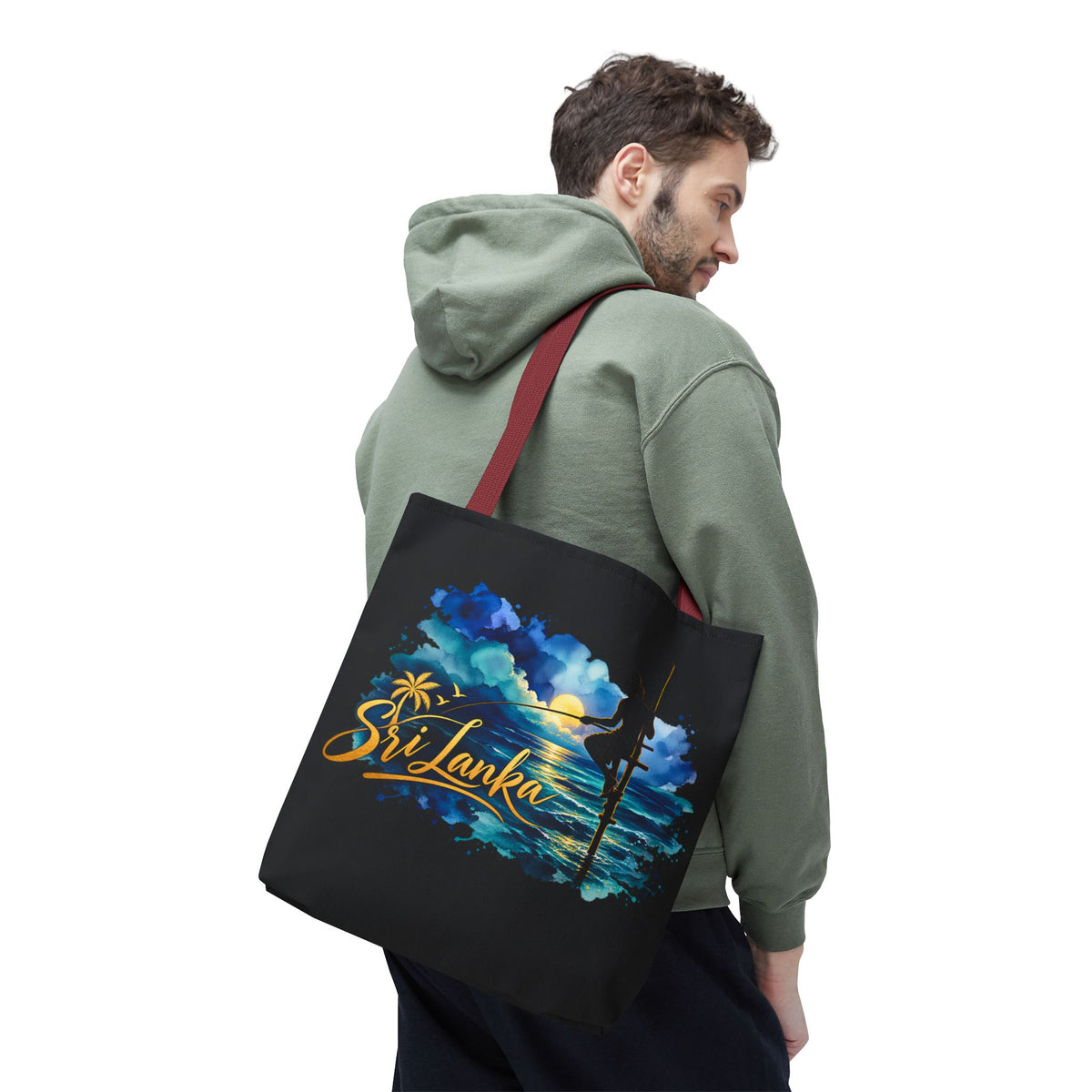 Sri Lanka Stilt Fisherman Tote Bag Island Dusk Beach Bag