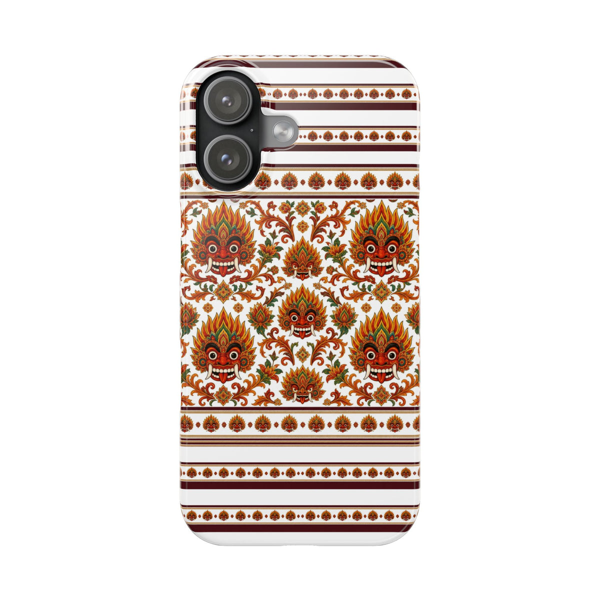 Sri Lankan Gift Slim Phone Case Raksha Floral Folk Mask Pattern