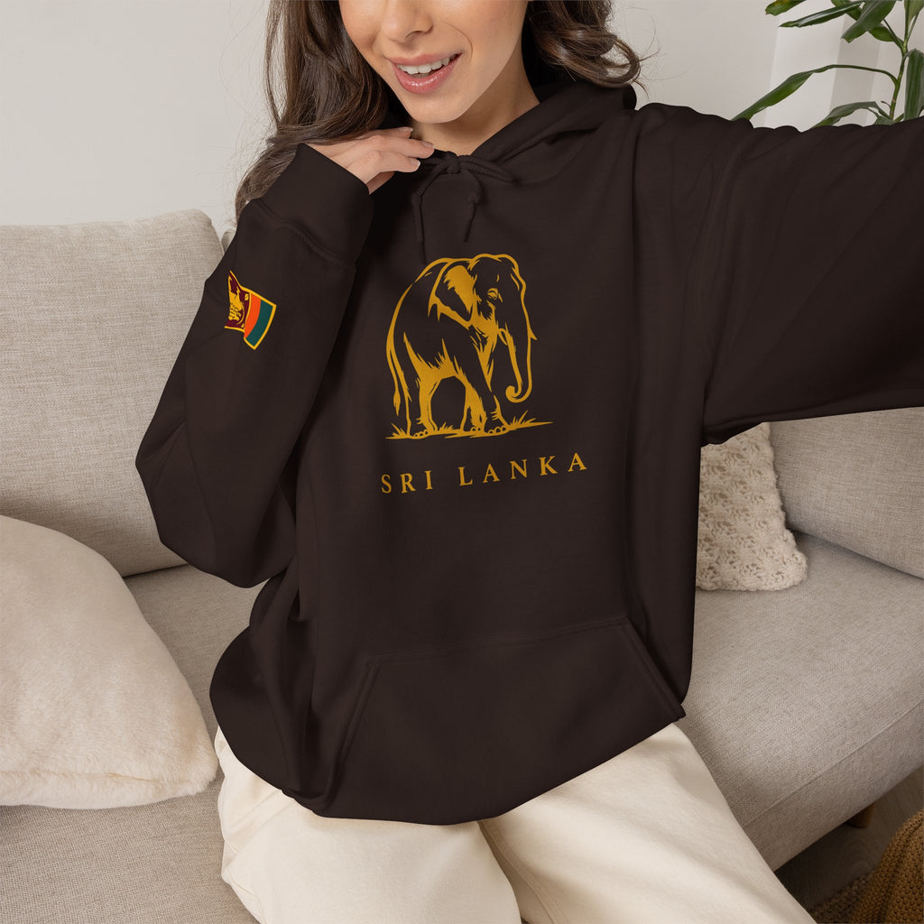 Sri Lanka Elephant Unisex Hoodie Gold Heritage Design
