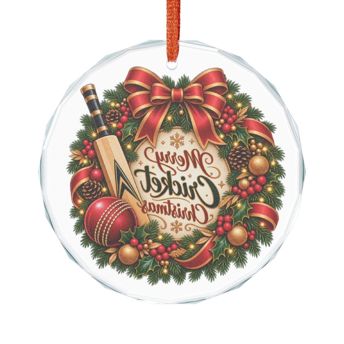Merry Cricket Christmas Glass Ornament | Cricket Fan Gift