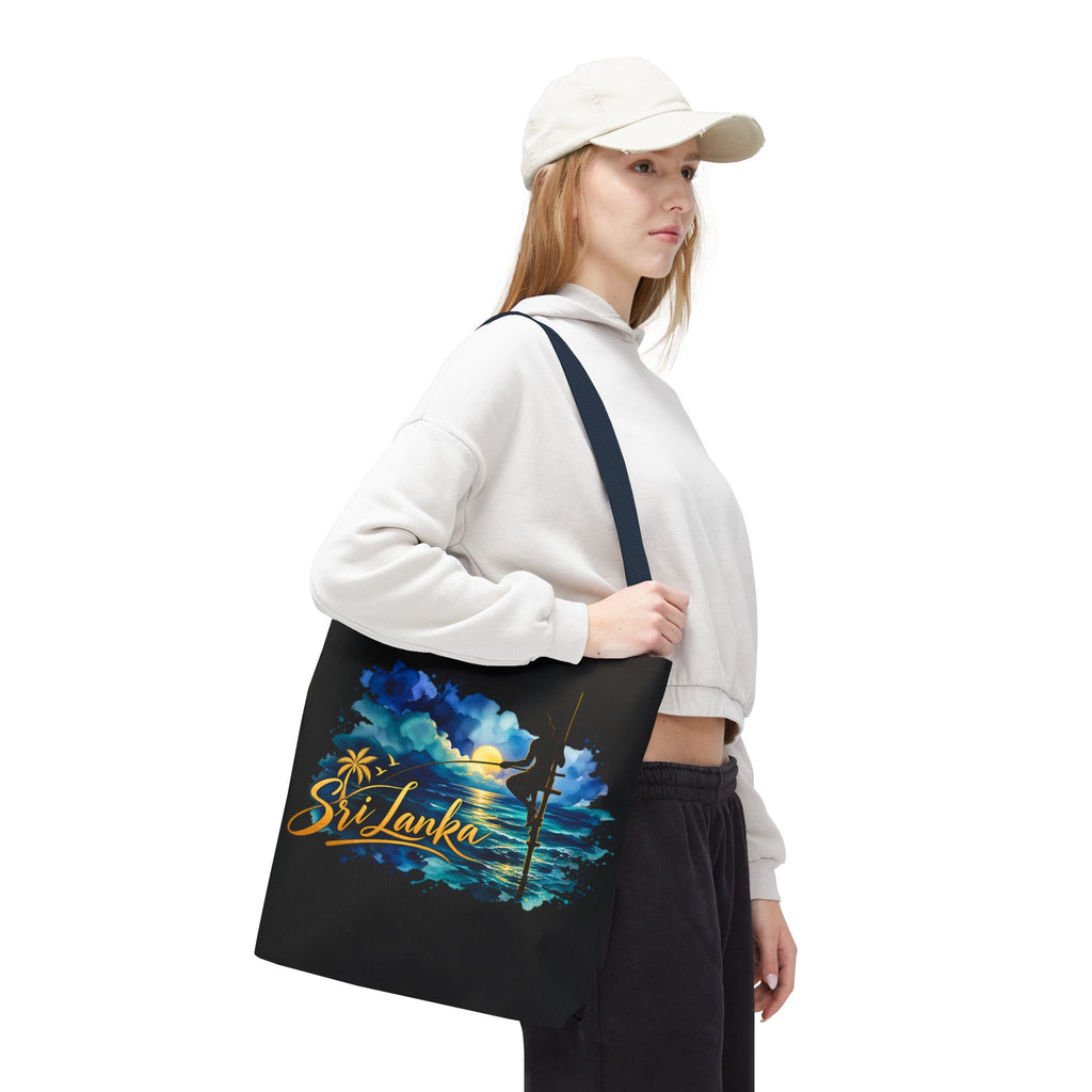 Sri Lanka Stilt Fisherman Tote Bag Island Dusk Beach Bag