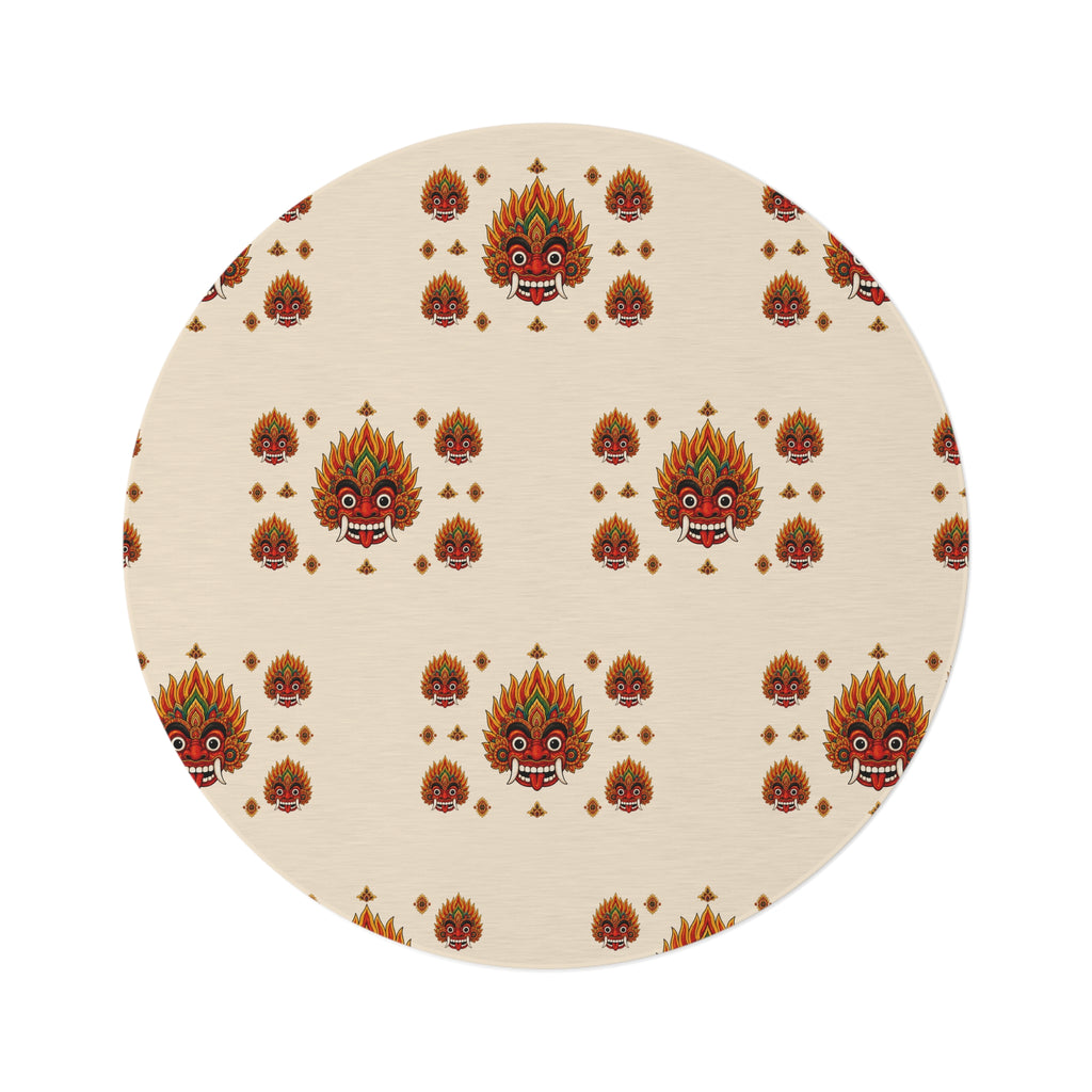 Raksha Mask Round Rug Sri Lankan Devil Dance
